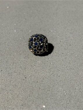 NIGHT SKY Genuine PANDORA Silver/BLUE ENAMEL STARS/Cz Stone/14K GOLD Charm/Bead